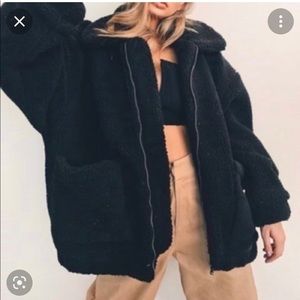 I am Gia black teddy coat